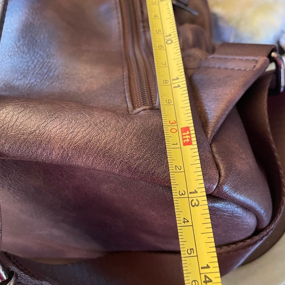 Cluci Faux Leather Vegan Leather Brown Women’s Backpack - Picture 14 of 16